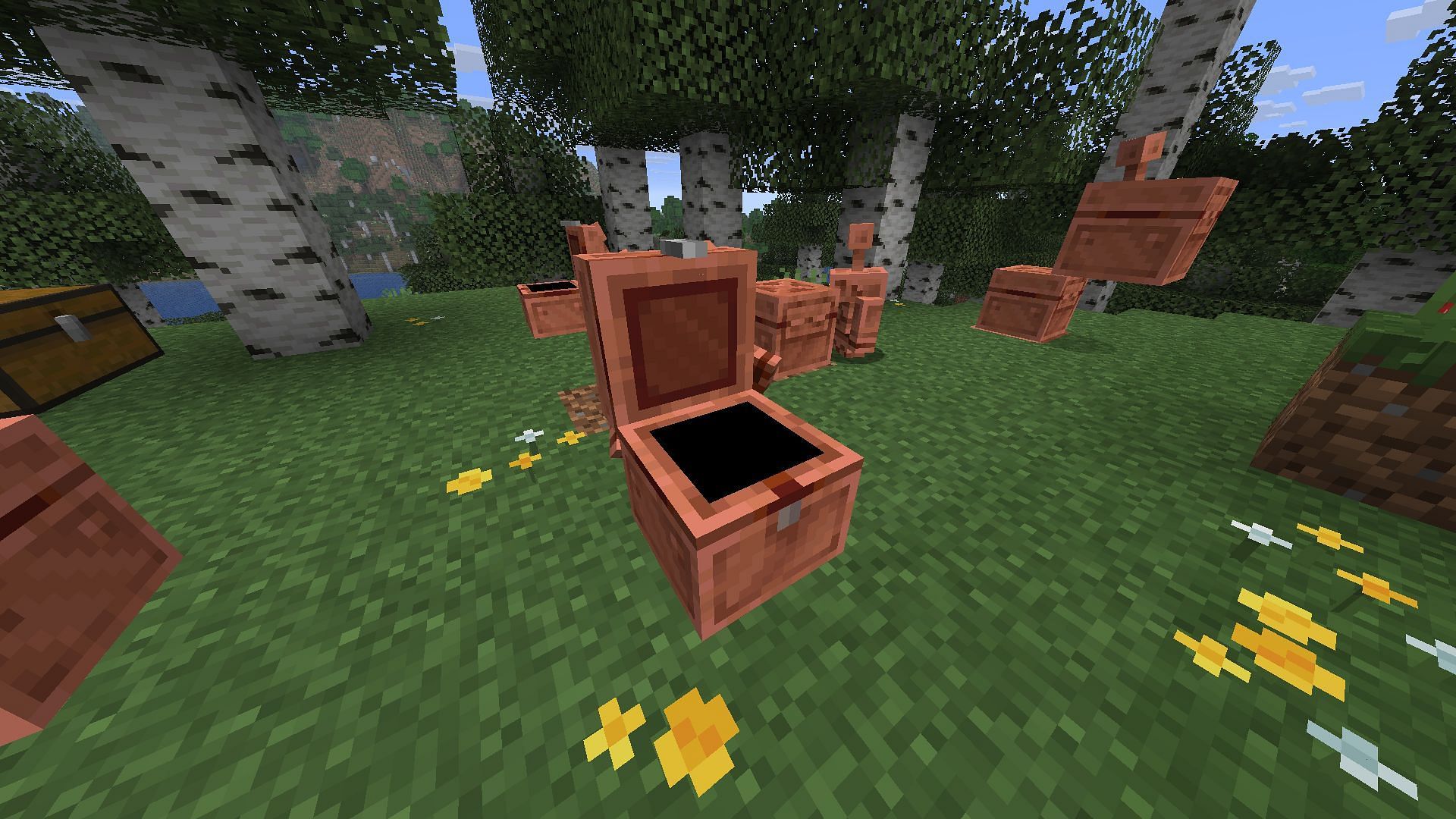 Place your items in the chest for sorting by the copper golem in Minecraft (Image via Sportskeeda Gaming || Mojang Studios)